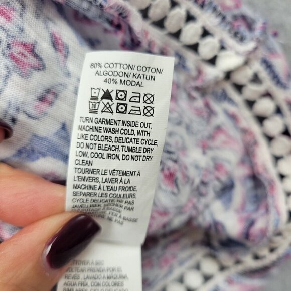 Lucky Brand Womens Shirt Size 2X Boho‎ Peasant Feminine Cottagcore Dainty Tassel - Picture 10 of 13